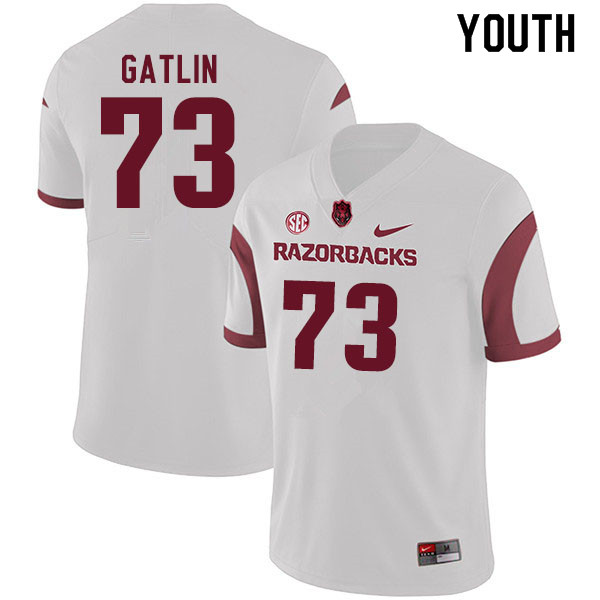 Youth #73 Noah Gatlin Arkansas Razorbacks College Football Jerseys Sale-White - Click Image to Close